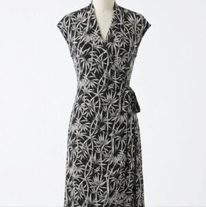 New York & Company Black and White Palm-Leaf Dress